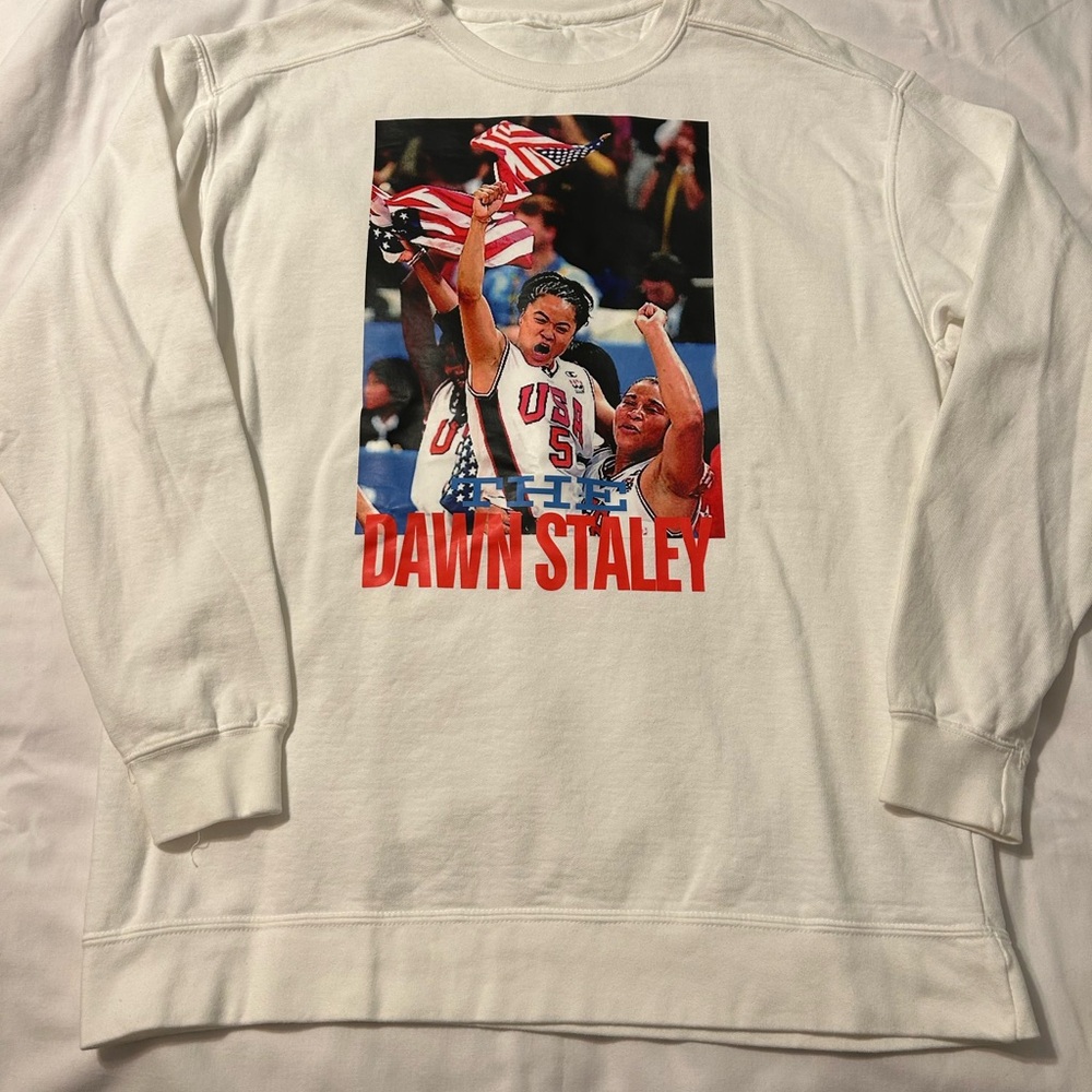 White Graphic Sweatshirt with Dawn Staley Print